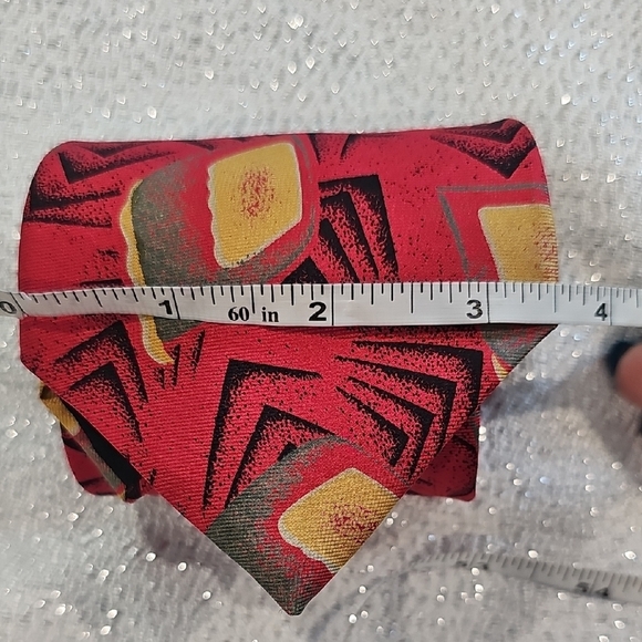 Wembley Red and Yellow Geometric Tie - Picture 4 of 4